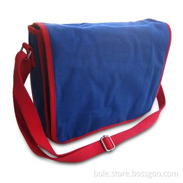 Canvas Briefcase, Cotton Webbing Strap, Blue Body with Red Piping Design, OEM/ODM Orders Welcomed